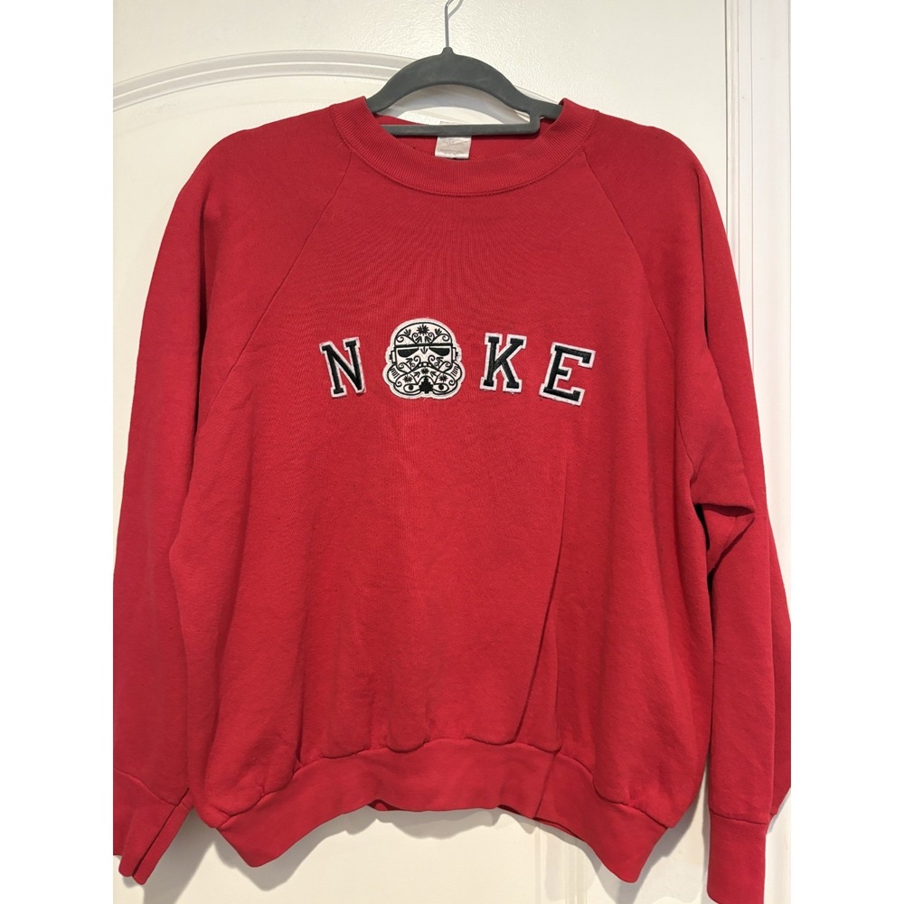 Vintage Nike Star Wars Sweater Red Size Large Pullover Storm Trooper Made in USA